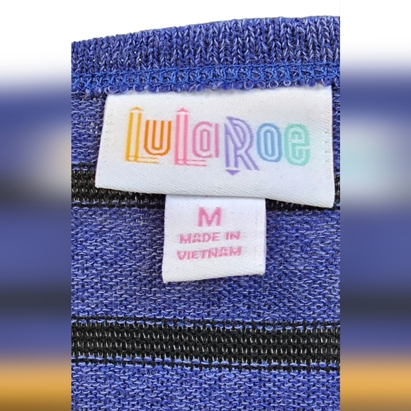 LuLaRoe- 'Joy' Long Striped Sleeveless Cardigan Open Front Large Side Slits - Picture 4 of 7